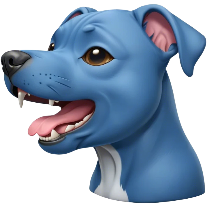 Cinematic Cute Yawning Blue Staffordshire Bull Terrier Portrait Emoji, Head tilted slightly with a dramatic, wide-open yawn, showcasing a smooth blue Fur with a refined texture, floppy ears slightly drooping, round dark eyes barely open in drowsy contentment, Simplified yet irresistibly adorable features, highly detailed, glowing with a soft, cozy glow, high shine, relaxed yet expressive, stylized with a touch of whimsy, bright and endearing, soft glowing outline, capturing the essence of a sleepy yet affectionate guardian, so drowsy it feels like it could stretch right out of the screen and curl up for a nap! emoji