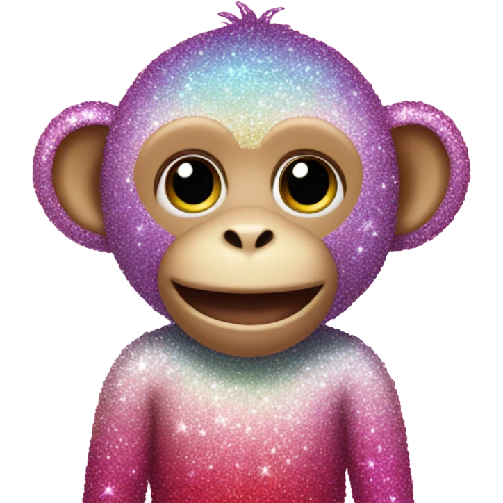Pink ombre sparkly monkey with rainbow flowers emoji
