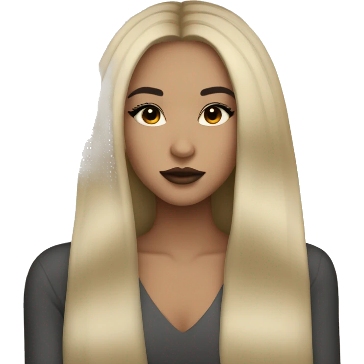 pretty light skinned girl with lashes and brown lip liner black long straight hair  emoji