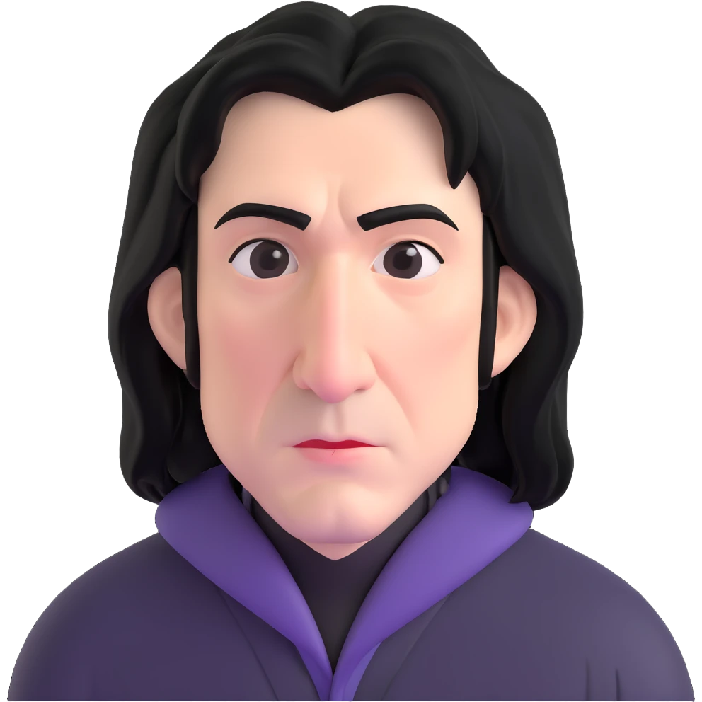 Professor Snape with hooked nose and black hair emoji
