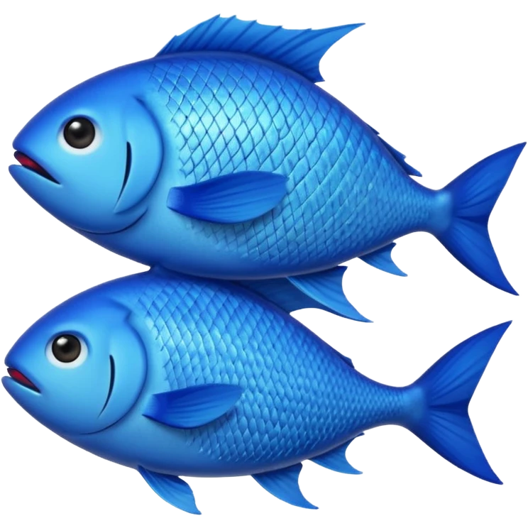 large pile of blue fish, iPhone Apple emoji style, something between 2D and 3D, variation 2 emoji