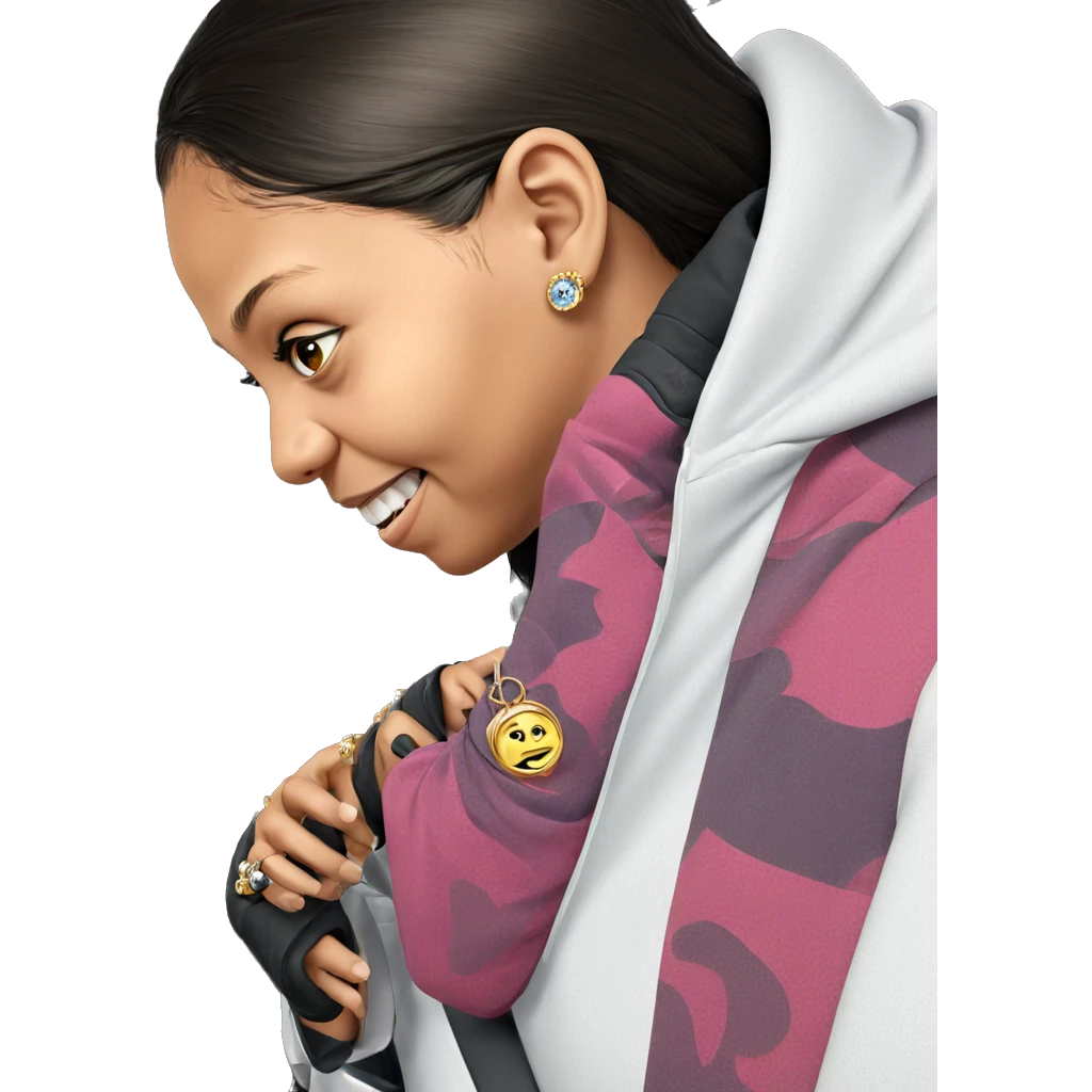 girl in car with jewelry emoji