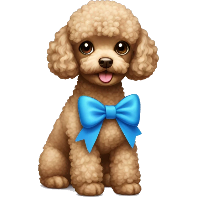 A toy poodle with blue bow emoji