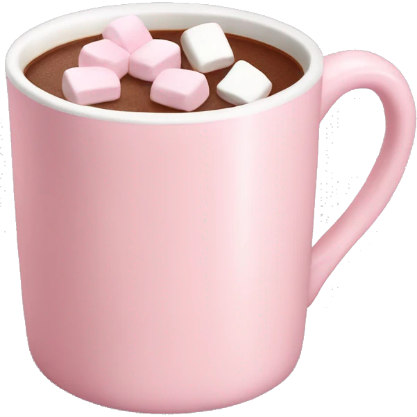Light Pink mug of hot chocolate with marshmallows  emoji