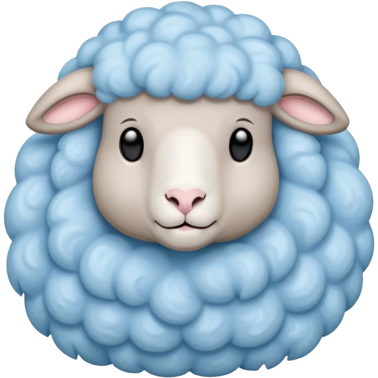 dreamy pastel blue sheep with fluffy wool and sleepy expression, like from a dream emoji