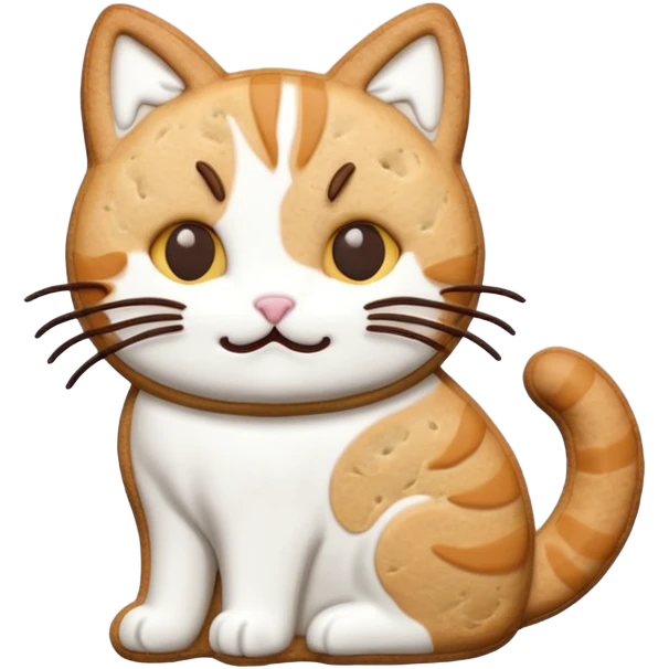 cat-shaped cookie with icing details emoji