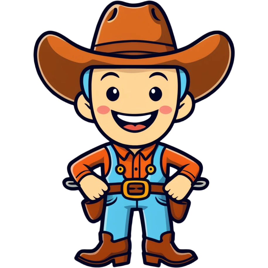 A laughing cowboy in the style of Red Dead Redemption 2 emoji