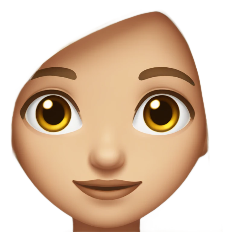 Girl with long brown hair hazel eyes and long eyelashes and eyebrows emoji