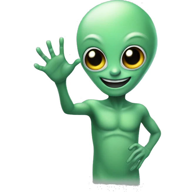 Alien, smiling, waving one hand  emoji