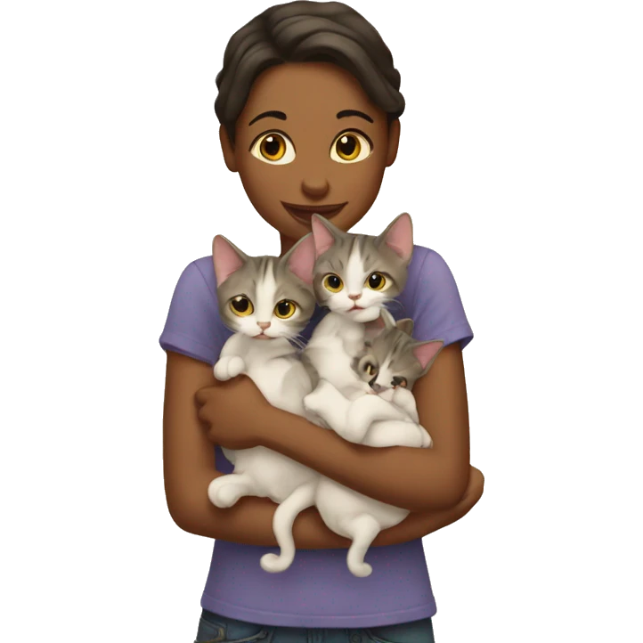 two girl cats holding babies emoji