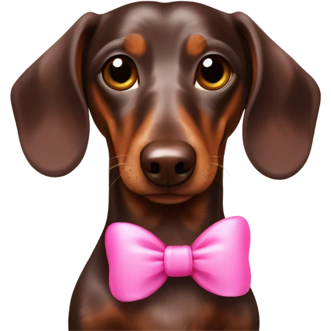 Chocolate dapple dachshund with pink bow  emoji