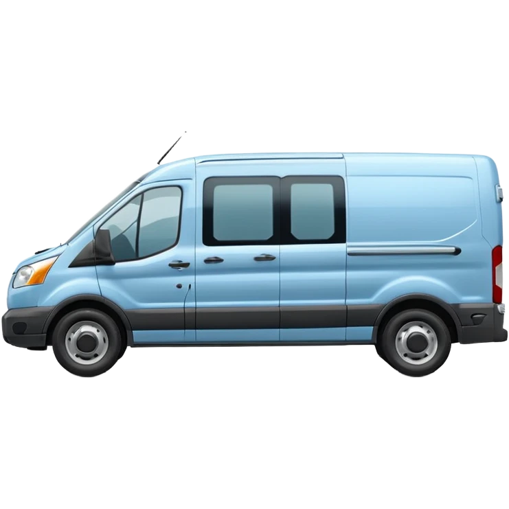 light blue Ford Transit minibus, side profile facing right, small emoji