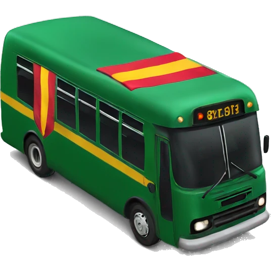 Dark green bus with a Spanish flag emoji