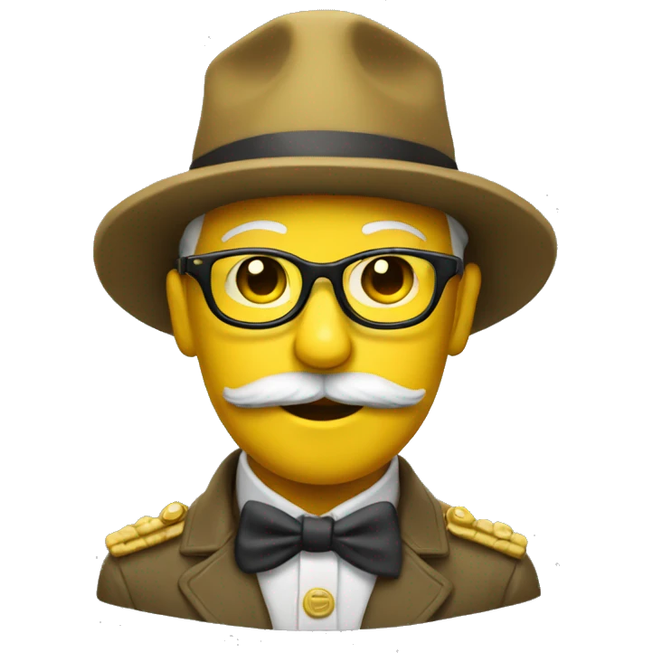 Emoji yellow wearing glasses with a general's hat   emoji