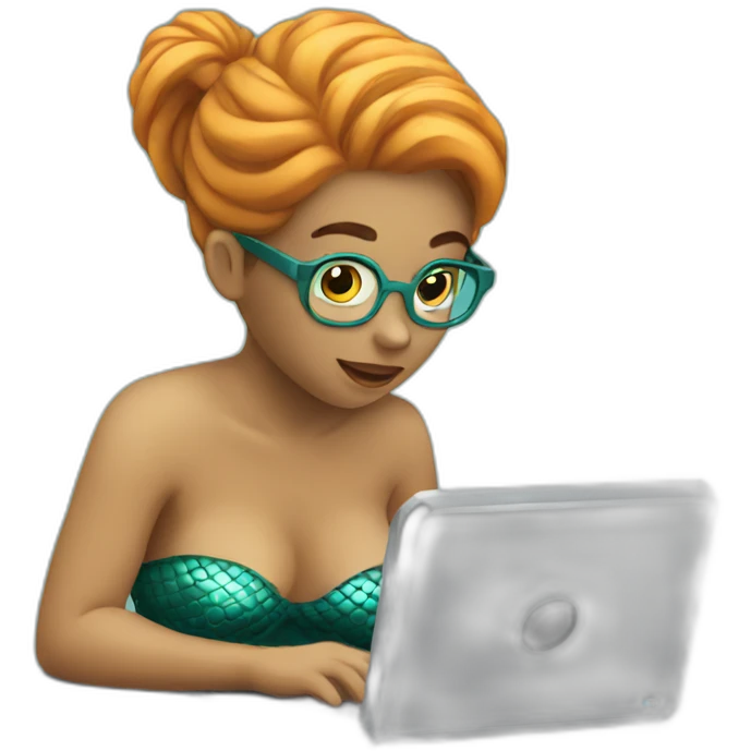 mermaid typing on computer emoji
