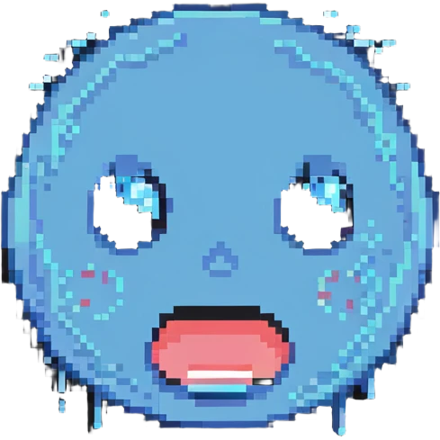 stressed face with sweat drops in pixel art style emoji