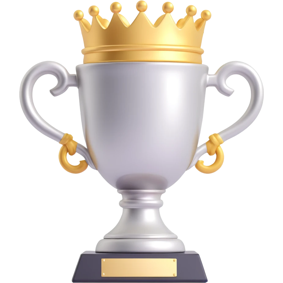 champion's league trophy, simplified, cartoon style, big handles, silver color, clean look, no text emoji