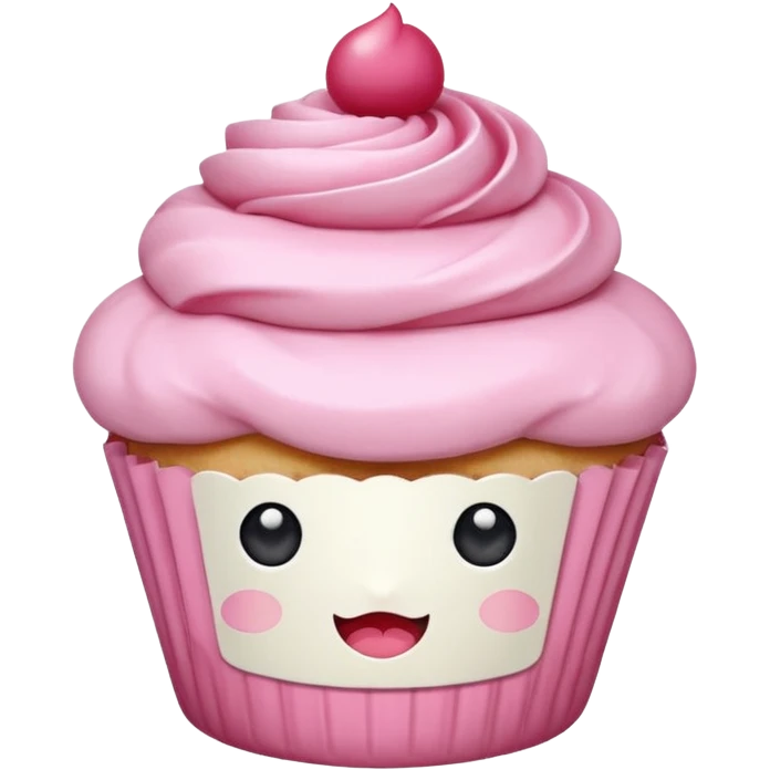 **“Kawaii pembe cupcake, üstünde fiyonk, pastel tonlar, emoji