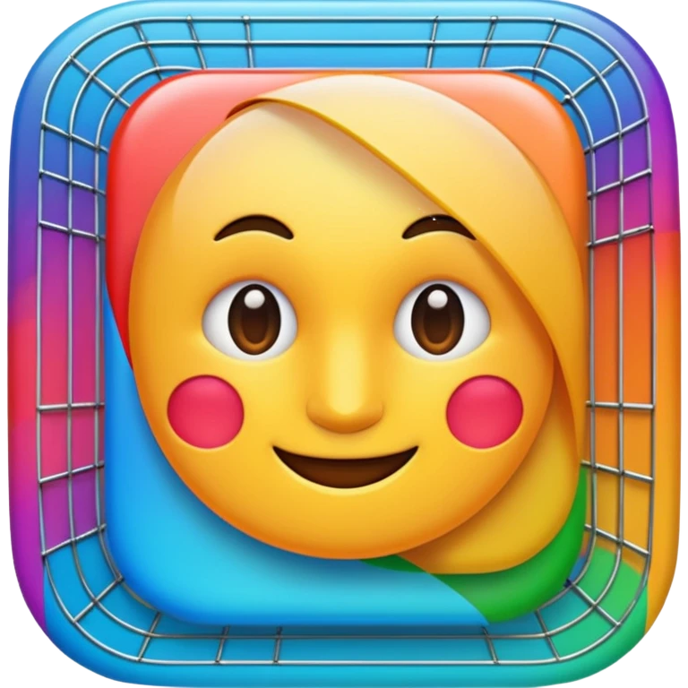 overlapping images, one realistic and one digital grid emoji