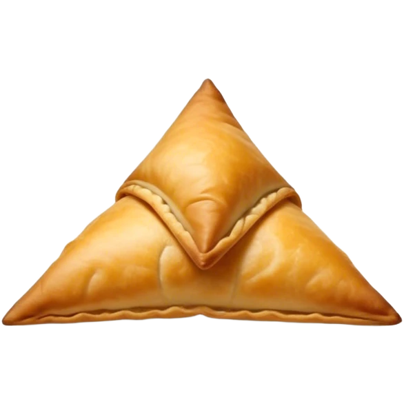 Samosa Cinematic Realistic Samosa Snack Emoji, depicted as a crispy, golden triangular pastry filled with spiced vegetables or meat, rendered with rich textures and vibrant, appetizing lighting. emoji