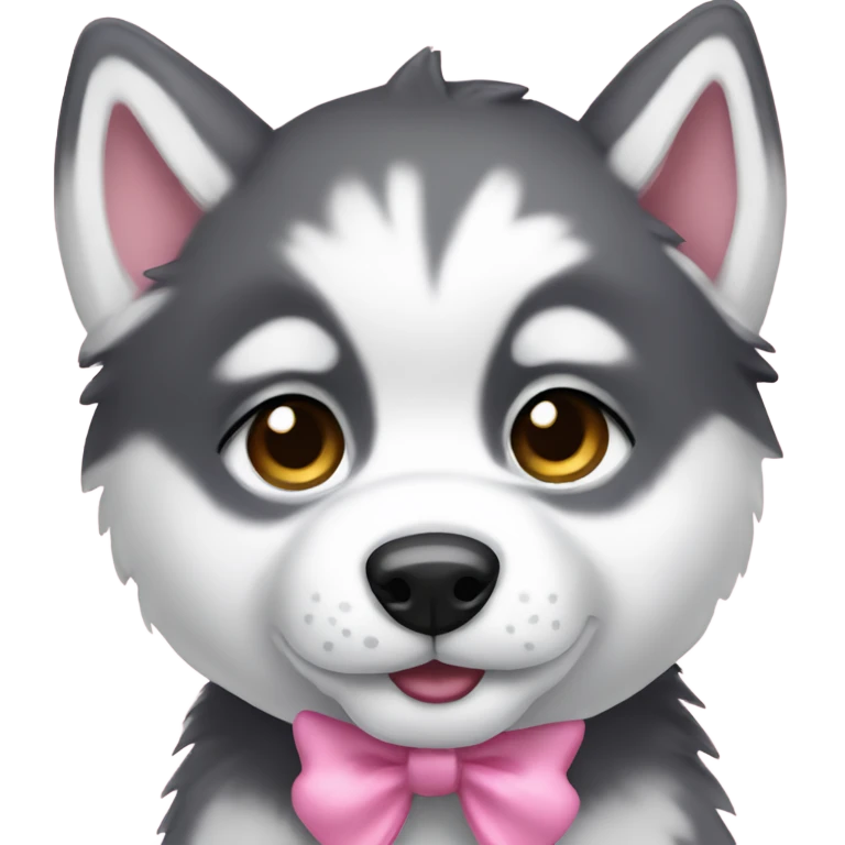 Husky puppy with pink bow emoji