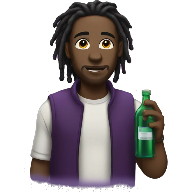 black man with dreads and a bottle of purple liquid  emoji