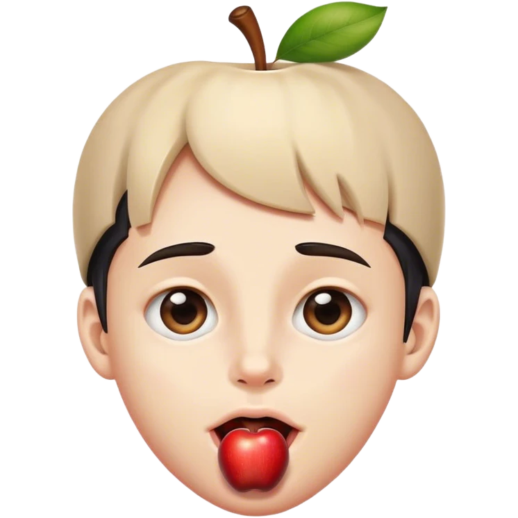 Levi with apple on head tongue poking out  emoji