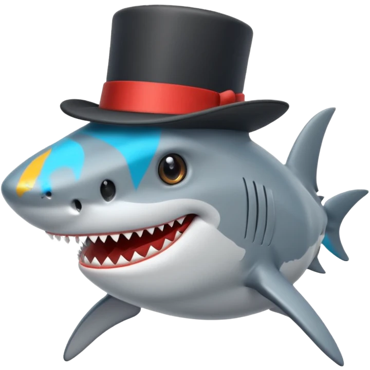Shark with a top hat emoji