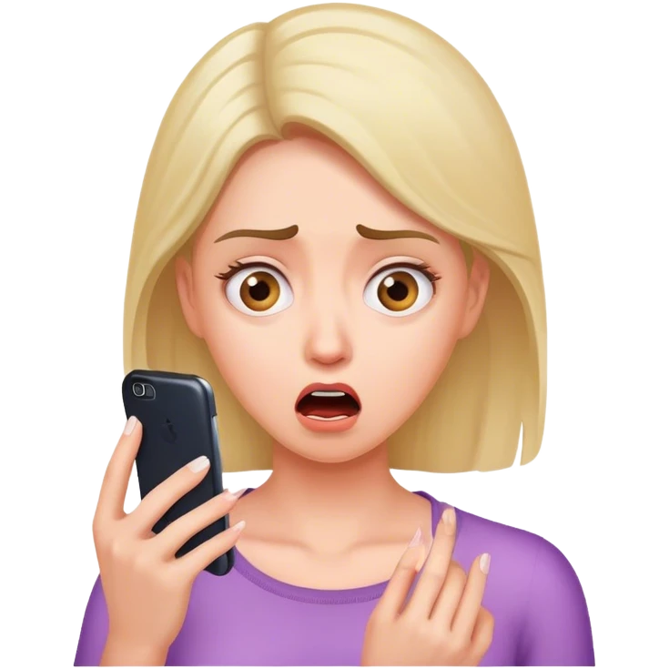 ŴWoman looking at cell phone shocked emoji