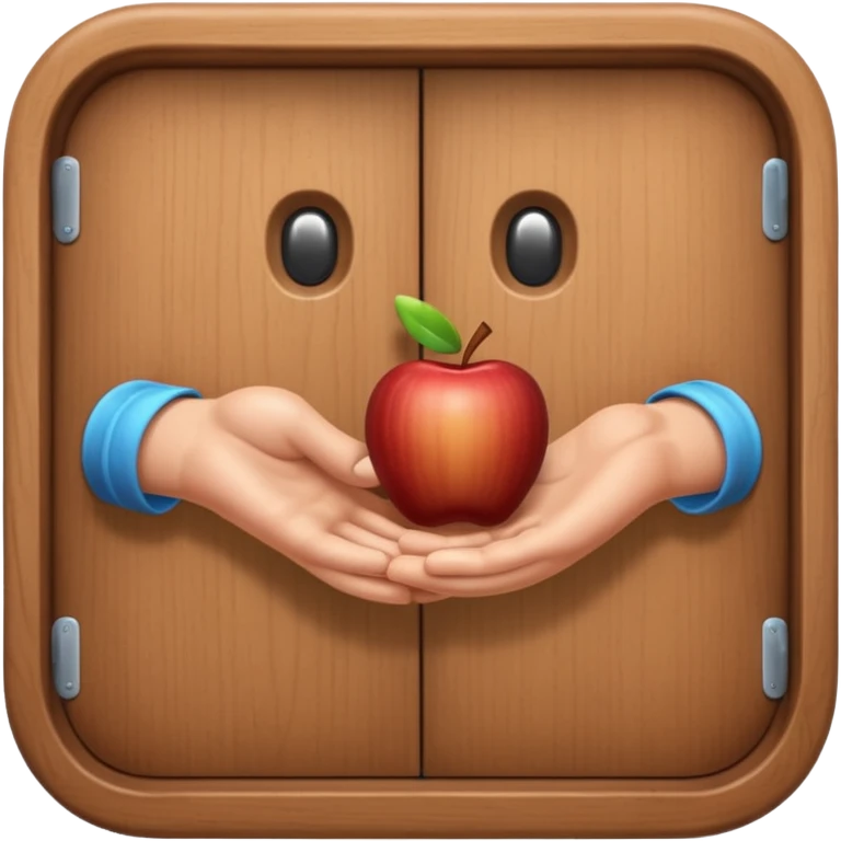 Design an Apple-style emoji of a hand knocking on a wooden door. Realistic shading, soft gradients, rounded shapes, high resolution, transparent background. emoji