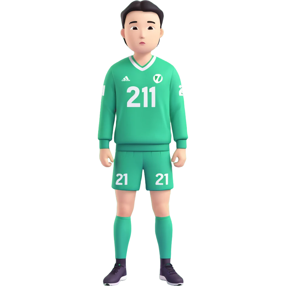 llustrate Cho Sang-woo (Player 218) in green tracksuit with the number 218 bold on the chest & sleeves. emoji