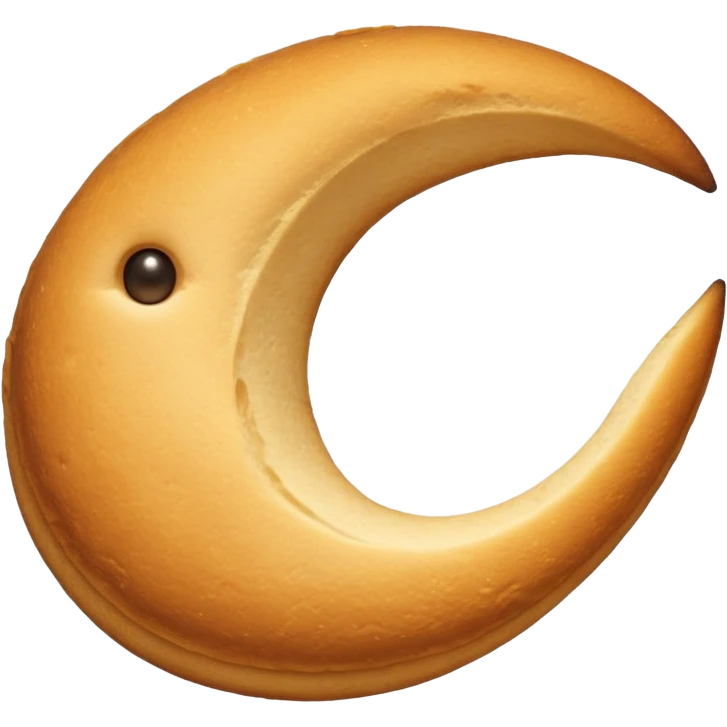 elongated  in the shape of a crescent moon crouton without a face emoji