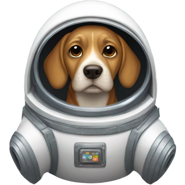 Dog wearing a hoodie in a space suit in a rocket ship in space emoji