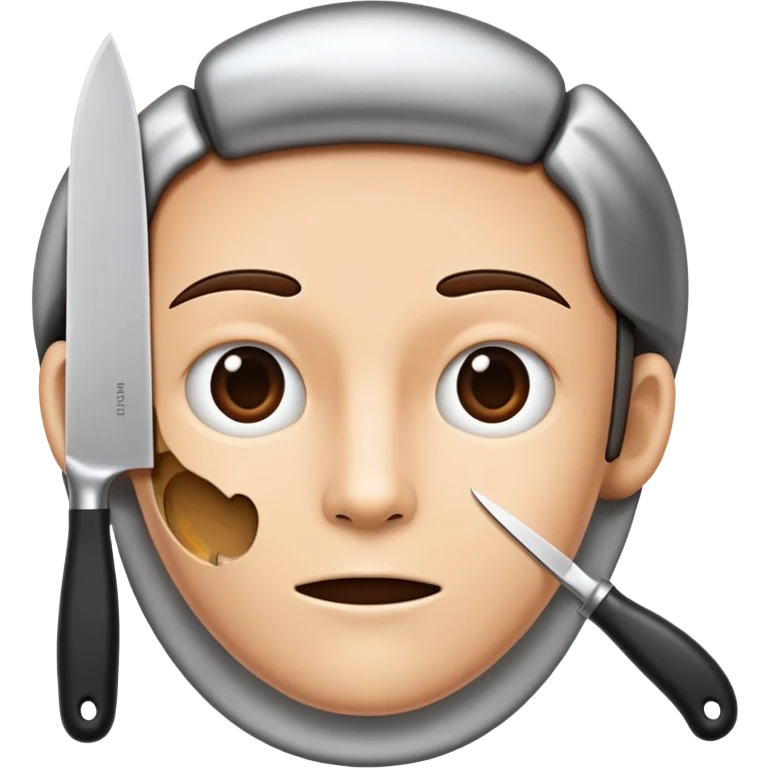 speaking face merged with kitchen knife, split down the middle emoji