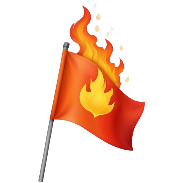 close-up of blank flag burning emoji