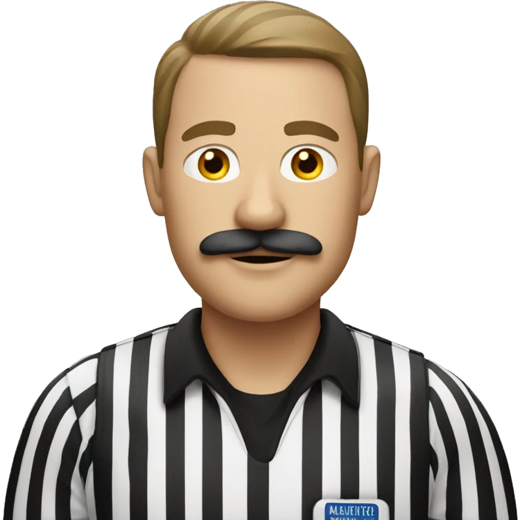 White Male referee with mustache holding basketball  emoji