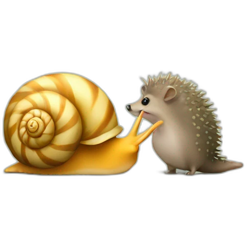 a snail and a hedgehog kissing emoji