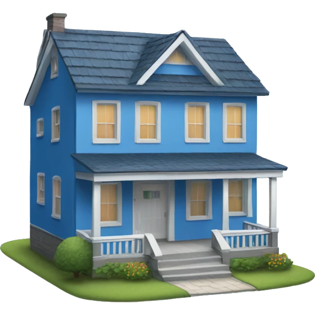 Blue split level style house emoji