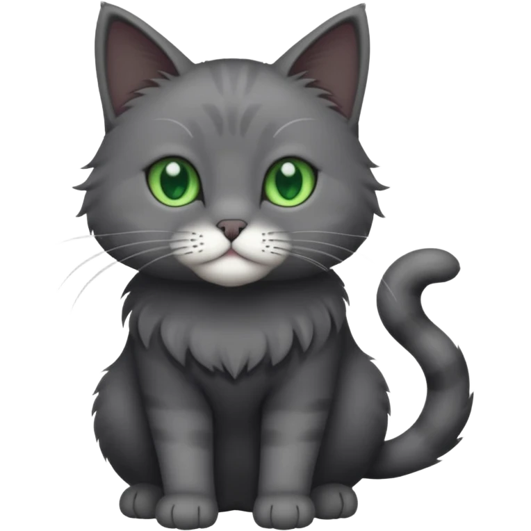 full body solid dark grey cat with green eyes, white paws and white whiskers emoji
