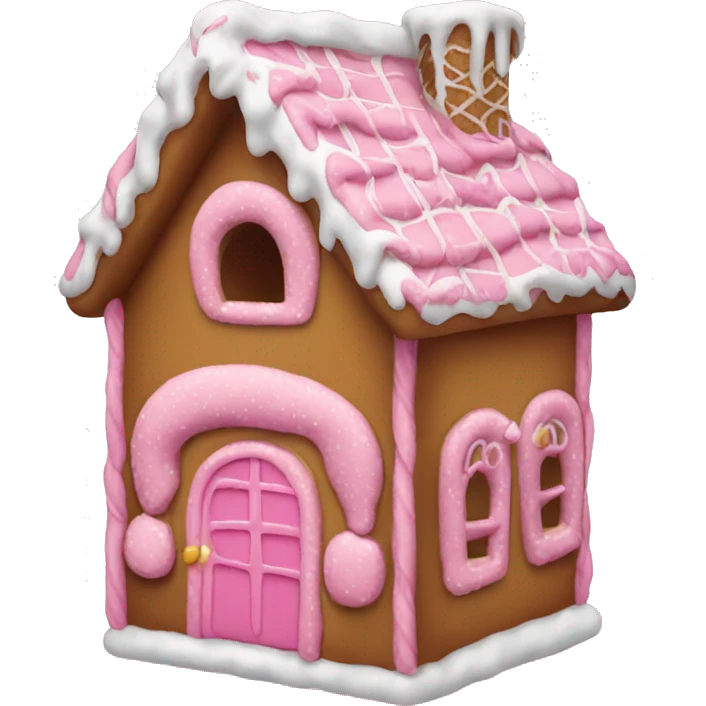 A pink gingerbread house emoji