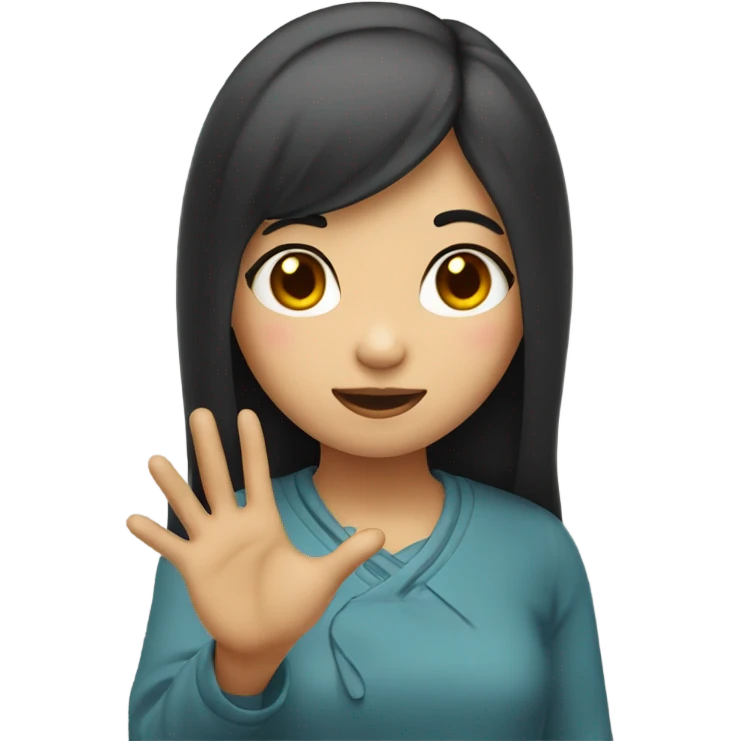 Asian girl giving heart sign emoji