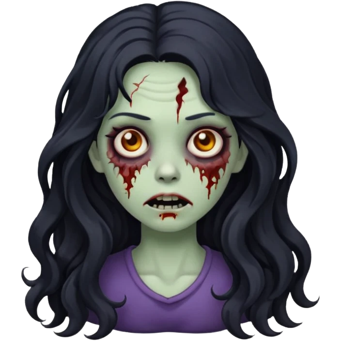A girl zombie with long black wavy hair  emoji