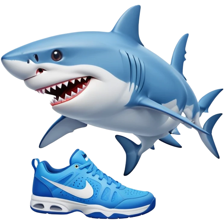 A shark with blue nike tennis emoji