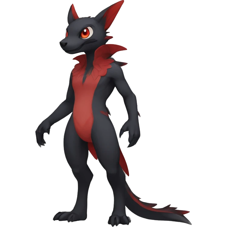Anthro Cute cool black red nargacuga animal hybrid Fakemon full body emoji