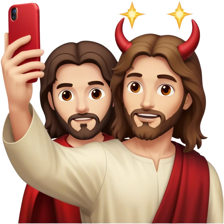 Jesus and satan taking a selfie emoji