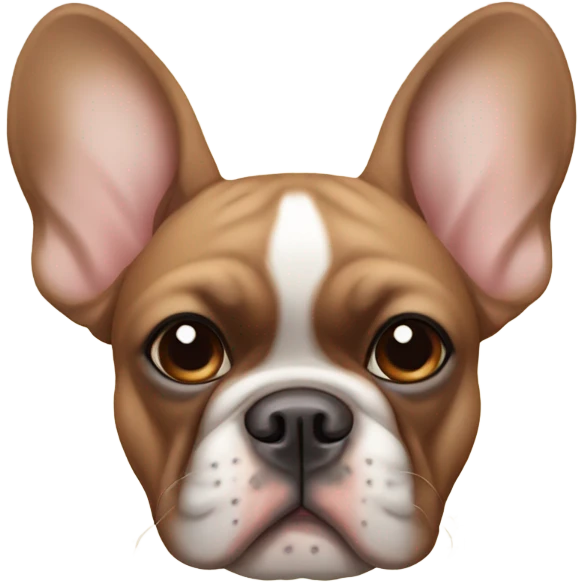 Brown French bulldog with ears that lay flat emoji