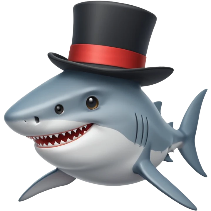 shark with a top hat, smiling emoji