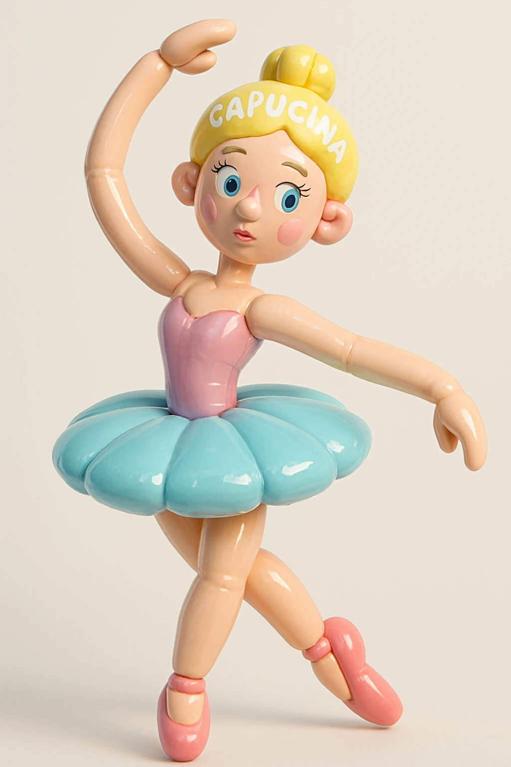 ballerina named Capucina, graceful pose, elegant tutu, soft colors, delicate and expressive, charming and whimsical emoji