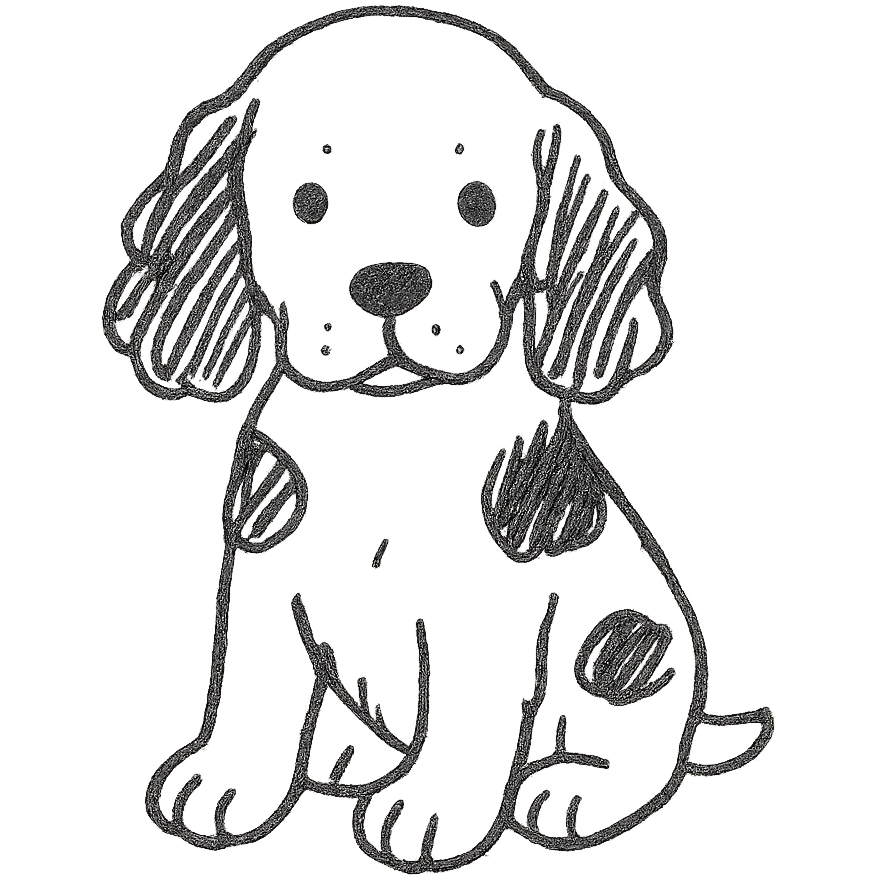 black and white Russian Cocker Spaniel puppy emoji