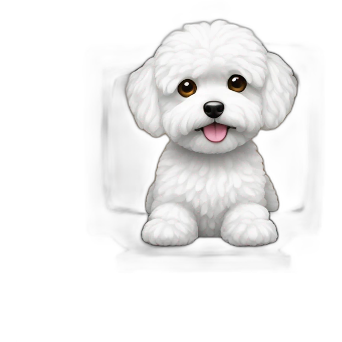 white maltipoo with tv emoji